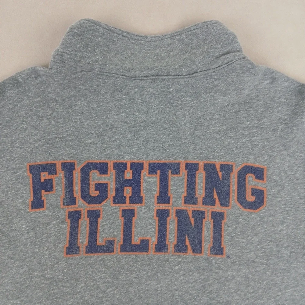 Retro Illinois Fighting Illini Large Mens Sweatshirt Fleece *Fits A Small‎ 21x25